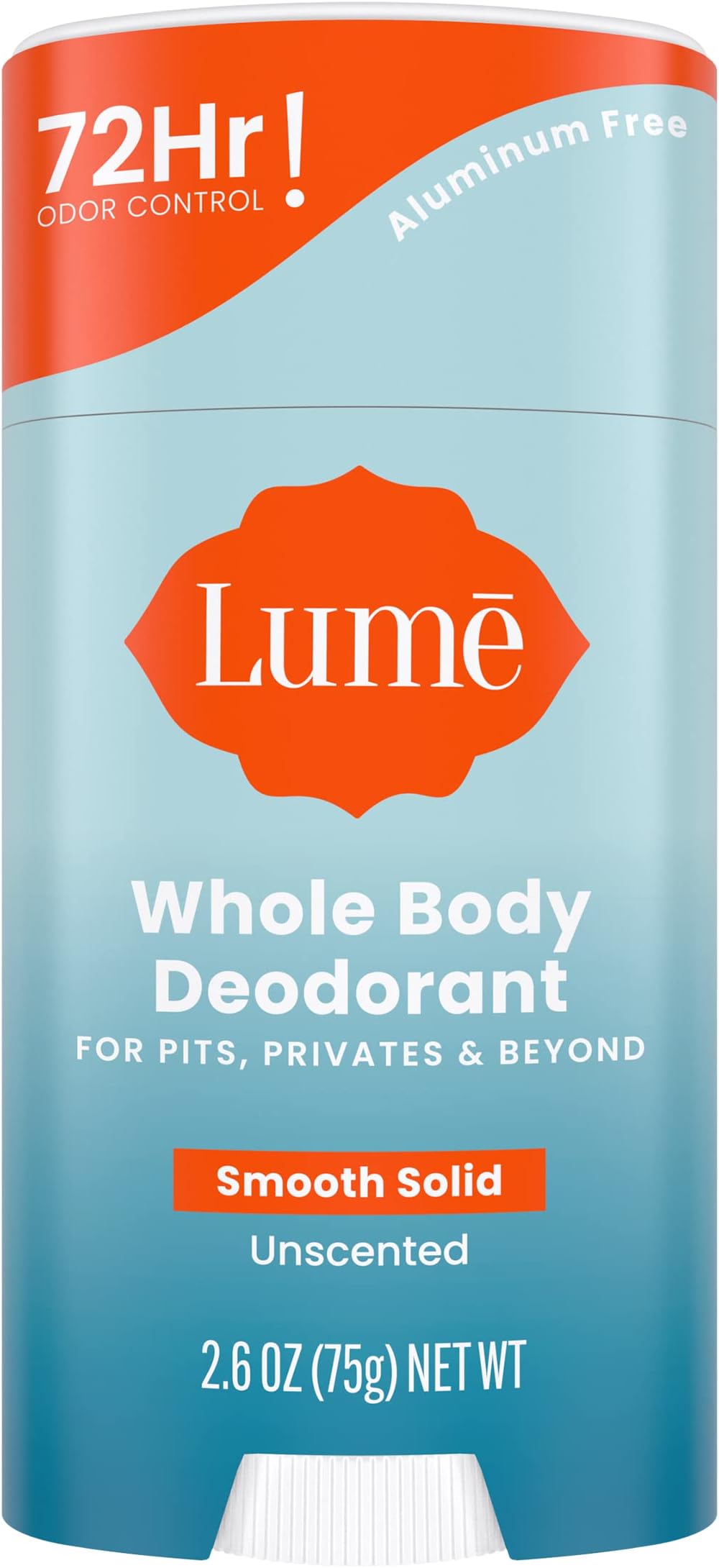 Whole Body Deodorant - Smooth Solid Stick - 72 Hour Odor Control - Aluminum Free, Baking Soda Free and Skin Safe - 2.6 Ounce (Unscented)
