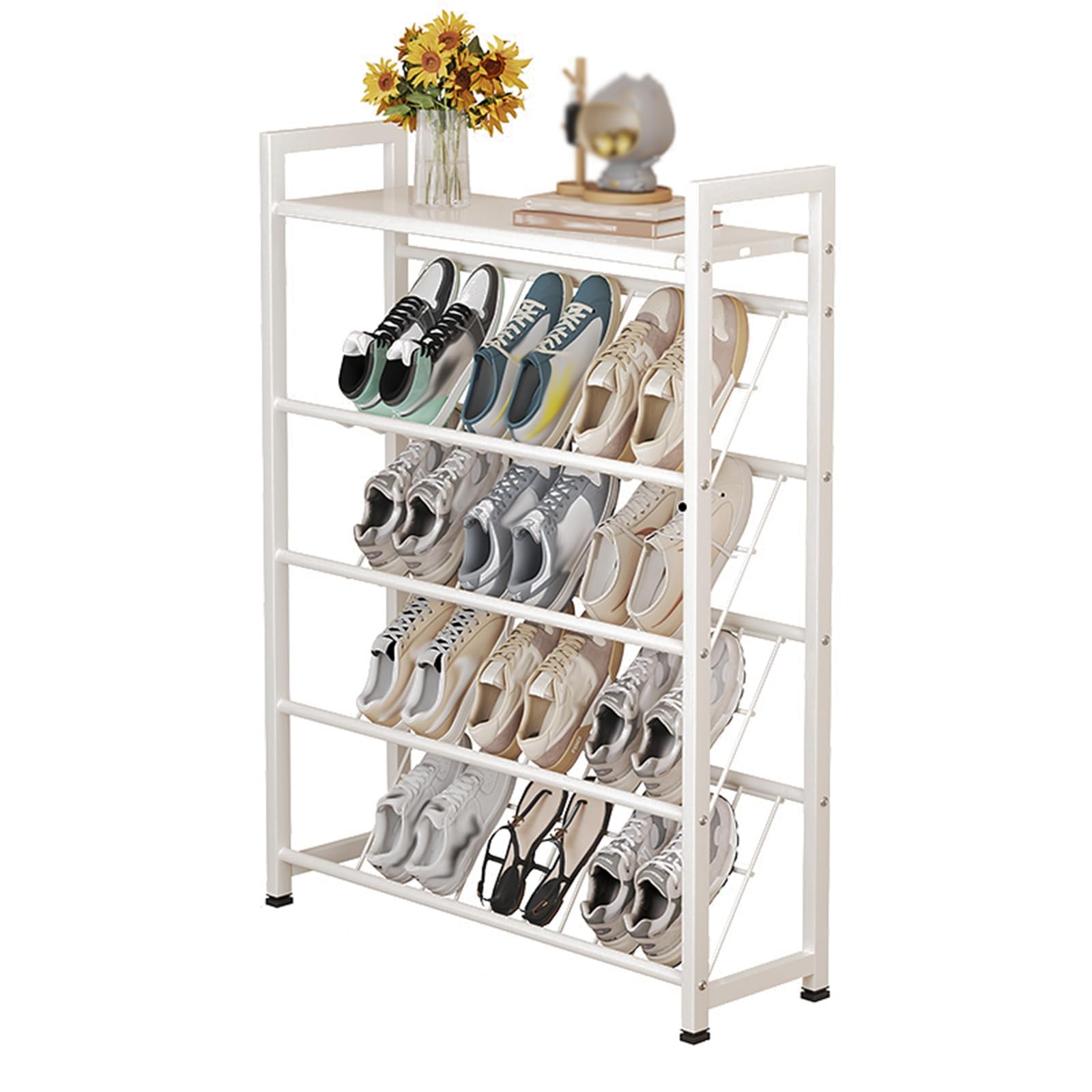 Étagère à chaussures fine blanche 63x17x96 cm pour l'entrée et les espaces restreints derrière une porte