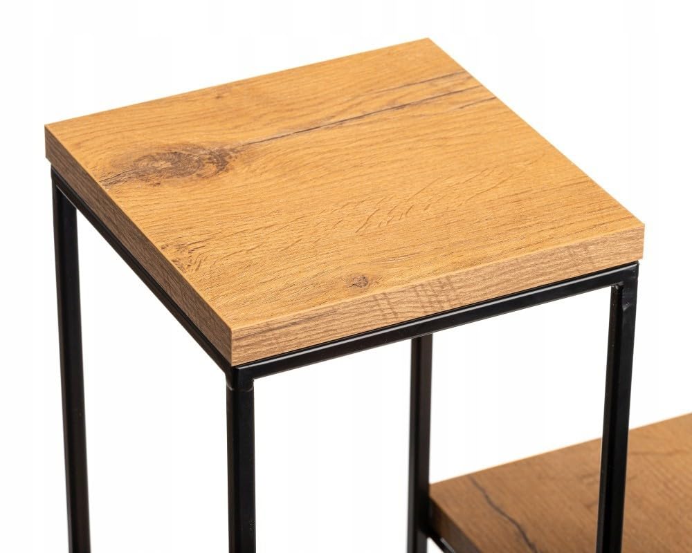 4 Etagen Blumentreppe Metall - Pflanzentreppe 110 cm Hoch - Blumenregal mit MDF-Platten in Eichenoptik - Solider Blumenständer für die Innendekoration