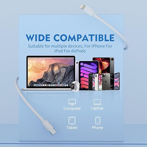 Miniatura 6 de Cable USB C a Lightning [certificado Apple MFi] – Paquete de 5 cables tipo C a Lightning de 6 pies de carga rápida para iPhone 14 13 12 11 Pro Max