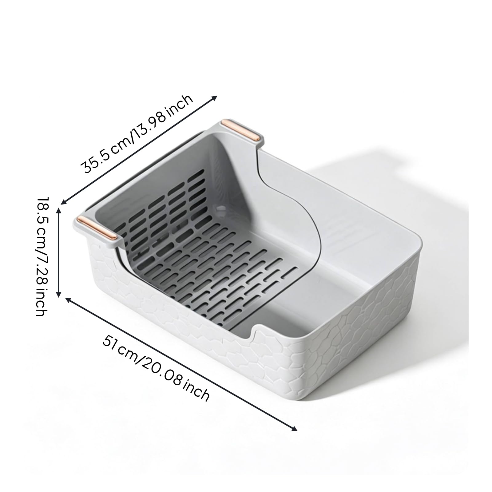 Arenero con Colador Antirrame Banja Sanitaria con Colador Gran Capacidad Caja para Interiores, Hogar, Gris
