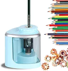 Apontador de lápis operado por bateria, afiação rápida, adequado para NO.2/desenho/lápis de cor (6-9 mm), apontador de lápis elétrico portátil (azul sem bateria)