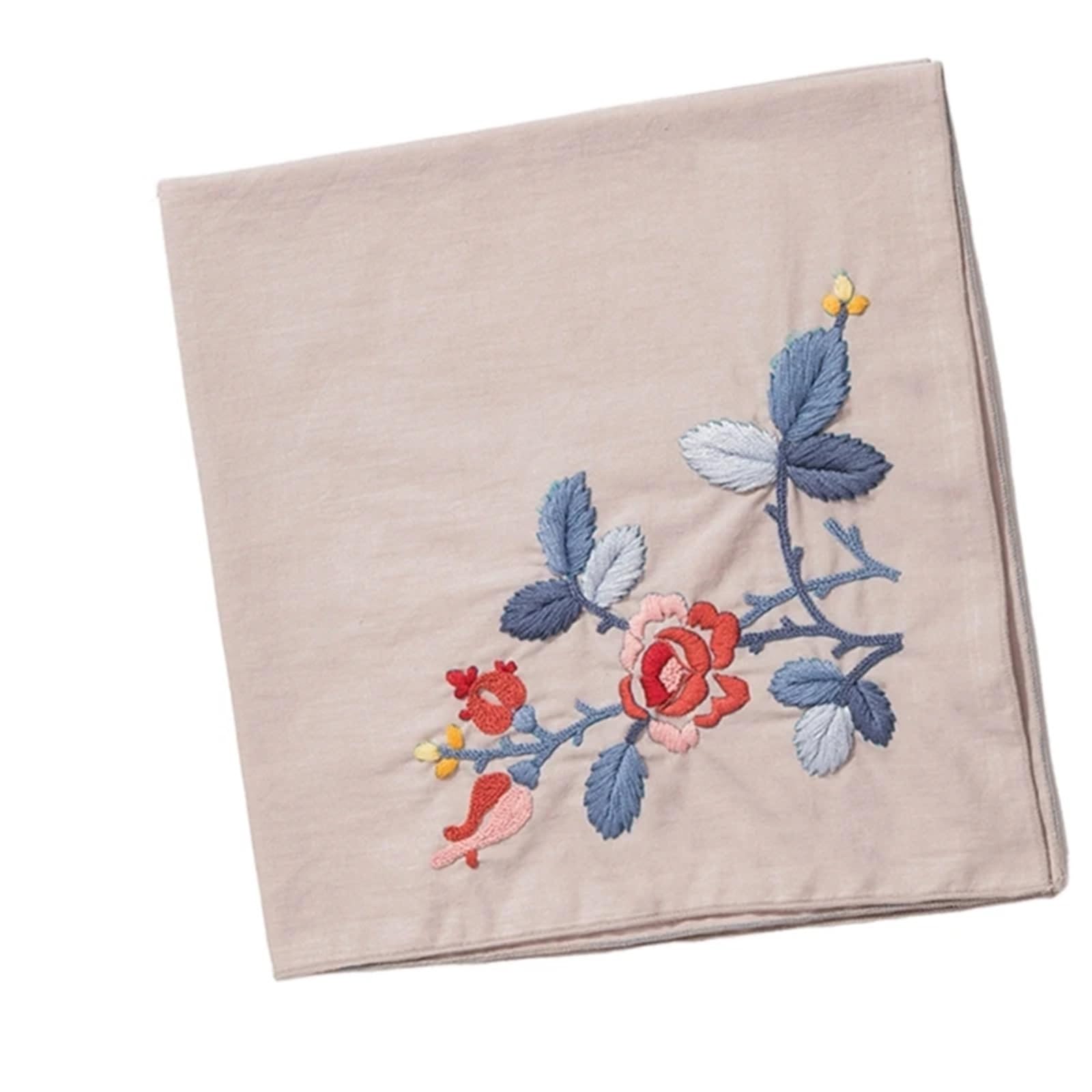 Kit de bordado, juego costura 3 piezas, patrón flores(Flower Brocade Blue)