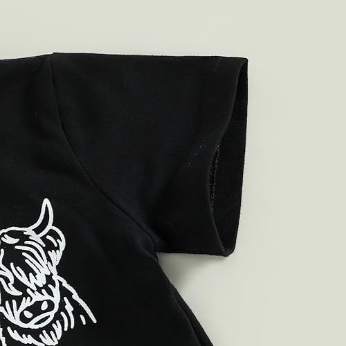 Miniatura 6 de Omkzanbi Ropa de bebé occidental para niño camiseta de manga corta con estampado de vaca retro bohemio pantalones deportivos lindos trajes de verano