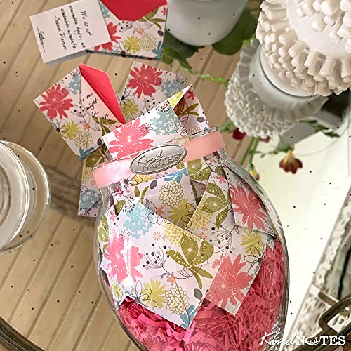 KindNotes Glass Keepsake Gift Jar with Long Distance Missing You Messages (for Couples) - Refreshing Floral