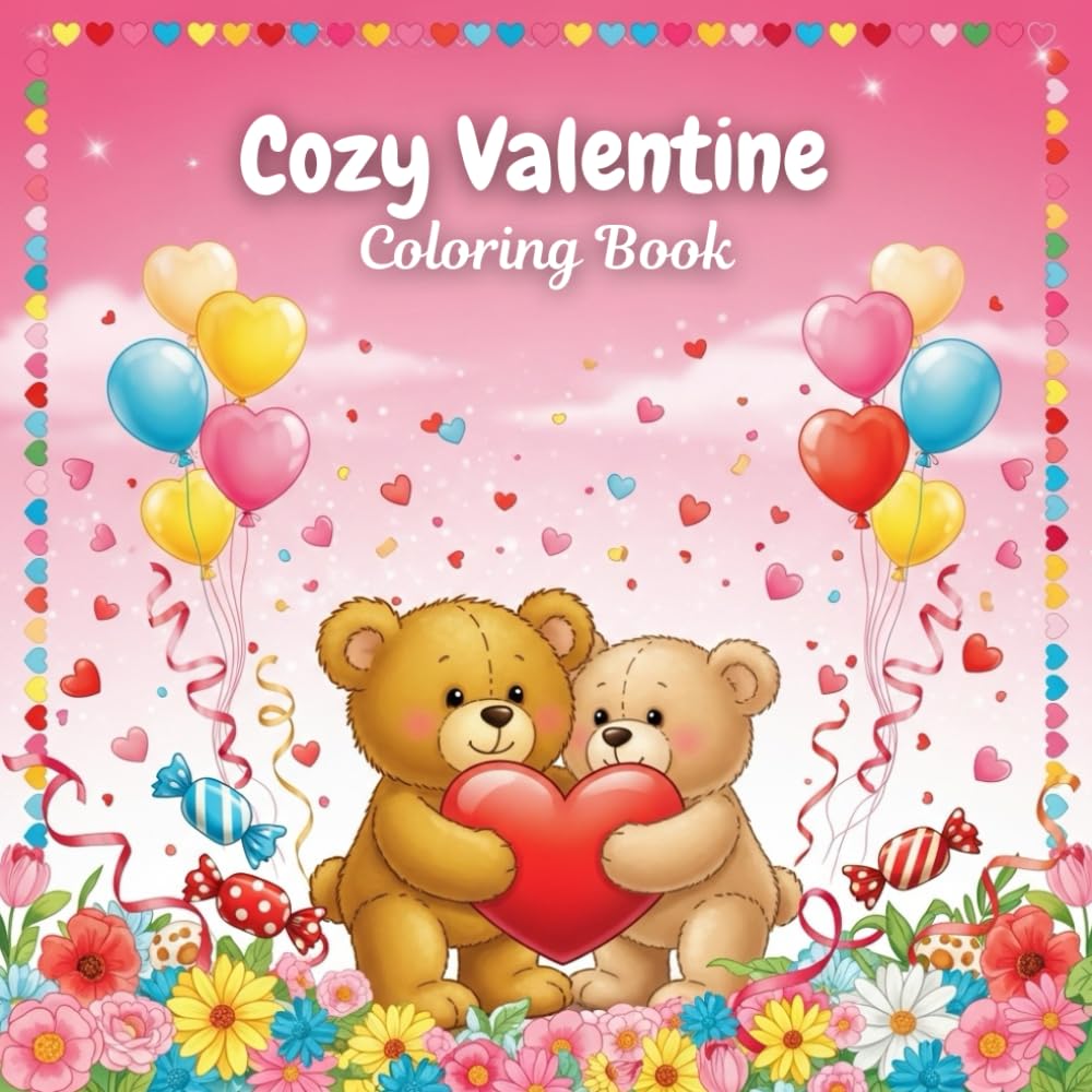 Cozy Valentine Coloring Book: Cute Hearts, Teddy Bears, Love Letters, and Sweet Cozy Scenes for Relaxation and Joy