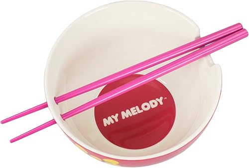 Miniatura 6 de Bioworld My Melody Character Face - Tazón de ramen con palillos (20 onzas), Rosado