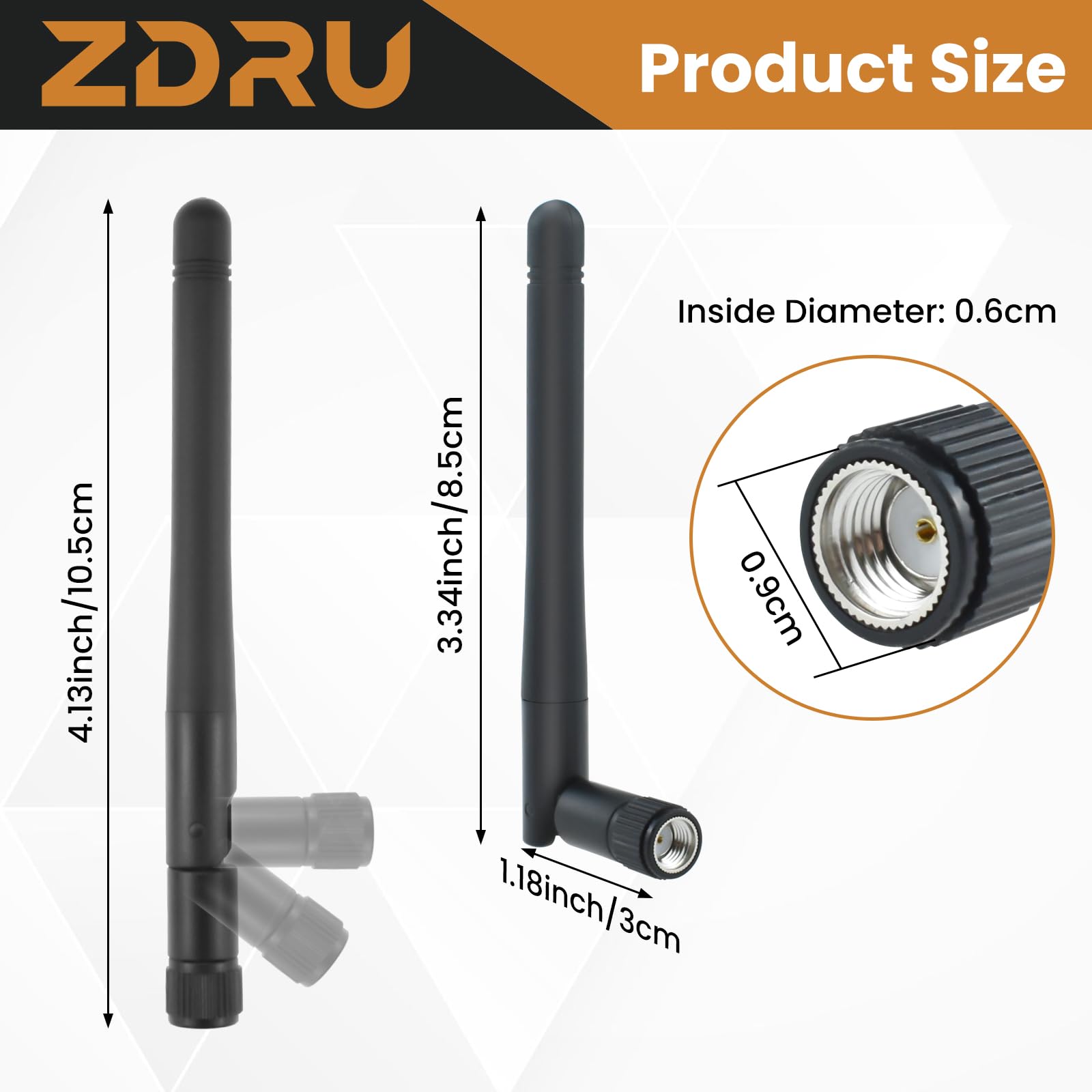 ZDRU 2.4GHz / 5.8GHz Dual Band WiFi Antenna, 3dBi MIMO RP-SMA Male Antenna for WiFi Router Wireless Network Card USB Adapter Security IP Camera Video Surveillance Monitor (4 Pack)