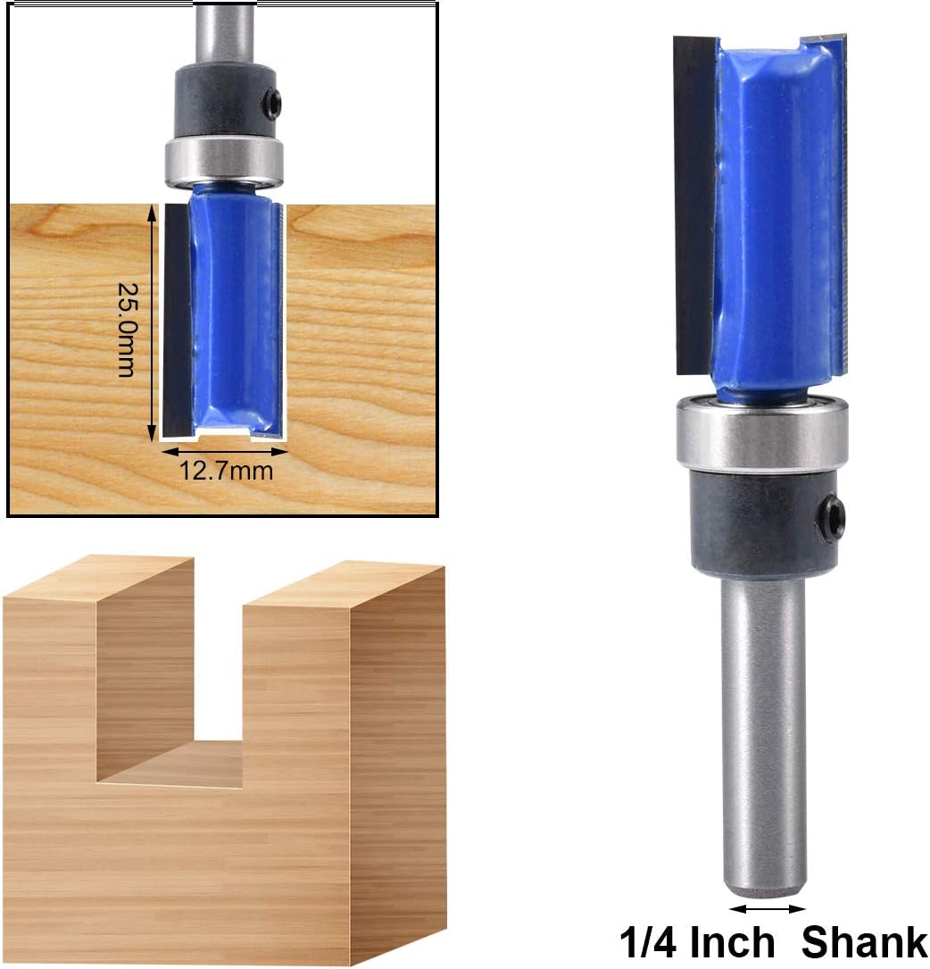 KATUR Top Bearing Flush Trim Pattern Router Bit, Hinge Mortising Router