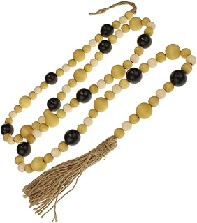 Macosa HB862441013 Guirnalda de Perlas de Madera (184 cm), Color marrón y Negro