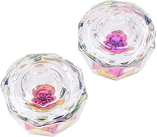 FRCOLOR 2 Unidades de Unha Dappen Prato Copo de Cristal de Vidro Arte de Unha Recipiente de Pó Líquido Acrílico para Suprimentos de Manicure de Salão Octogonal