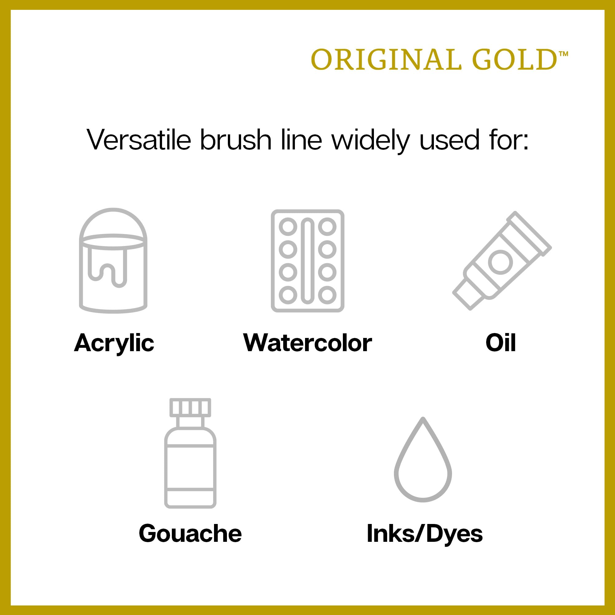 KINGART Original Gold Wood Handle Brush Set 12/Pkg-