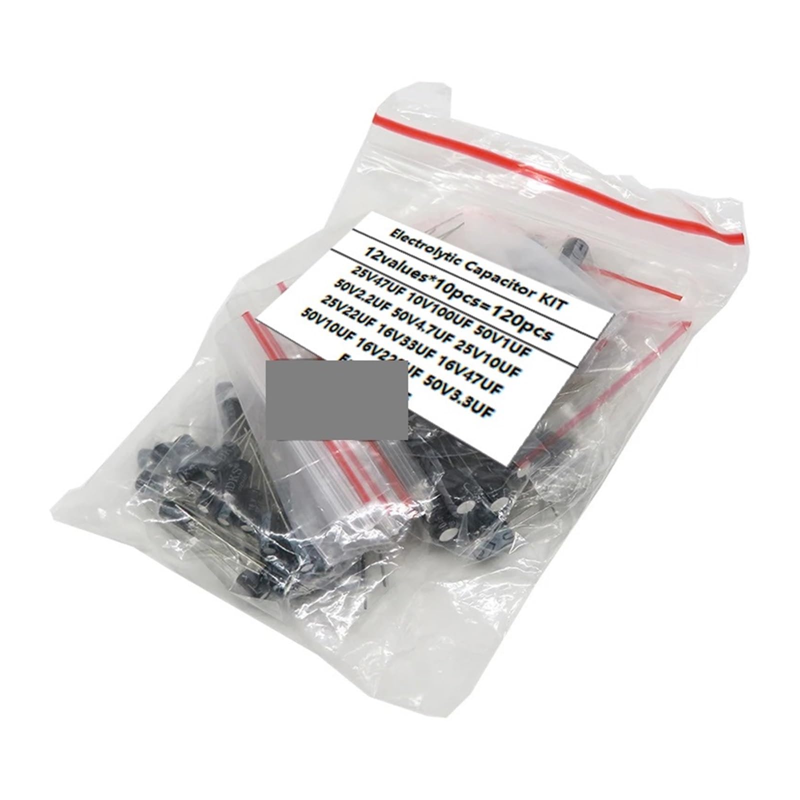 ICXLPMC 12ValuesX10PCS=120PCS 1UF-220UF Aluminum Electrolytic Capacitor Component Diy Assortment Kit