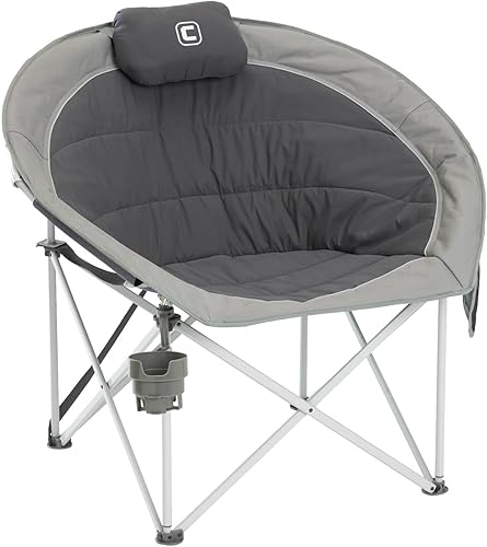 CORE Silla Papasan Saucer de gran tamaño  Silla plegable de luna con portavasos y bolsillo de almacenamiento para interior o campamento al aire