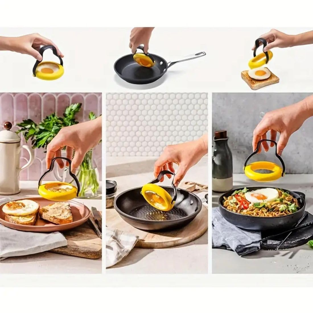 YEIPIS Egg Rings, 3 inches, Fried Egg Rings, Ring Molds for Cooking, Round Egg Cooker Rings for Frying Shaping Egg Forming Mold Egg Shaper Pancake Kitchen Tool 3