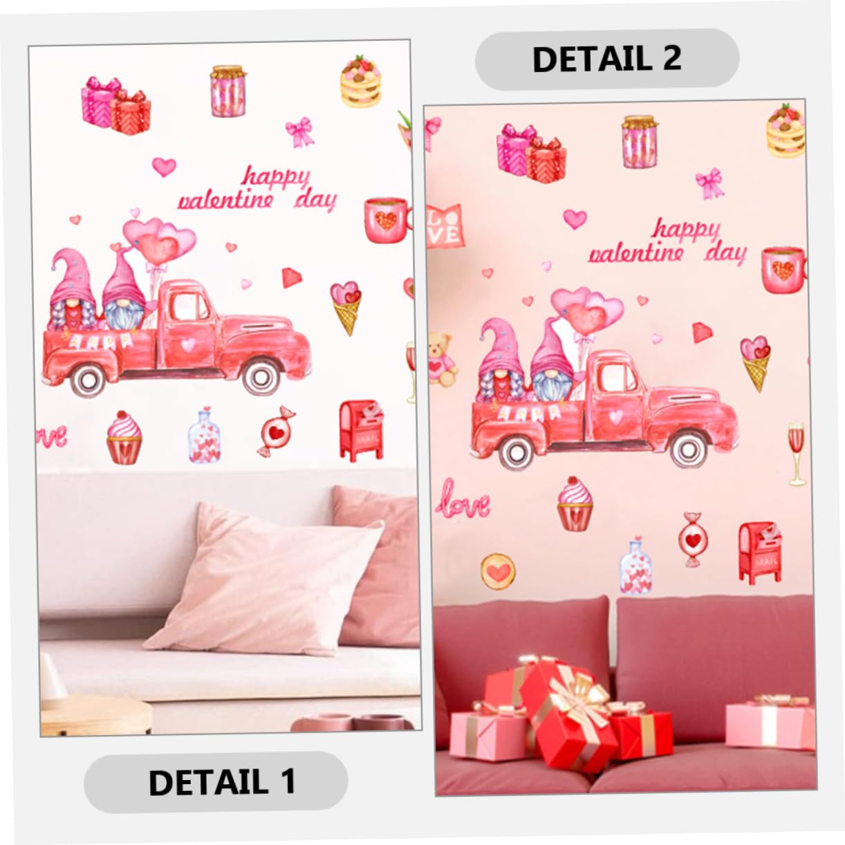 Housoutil 4 Blätter Wandtattoo Zum Valentinstag Wanddekoration Gold Tapeten Fenster Wandtattoos Als Heimdekoration Nagelaufkleber Wichtel-aufkleber Zum Valentinstag Haken Abziehbilder Pvc