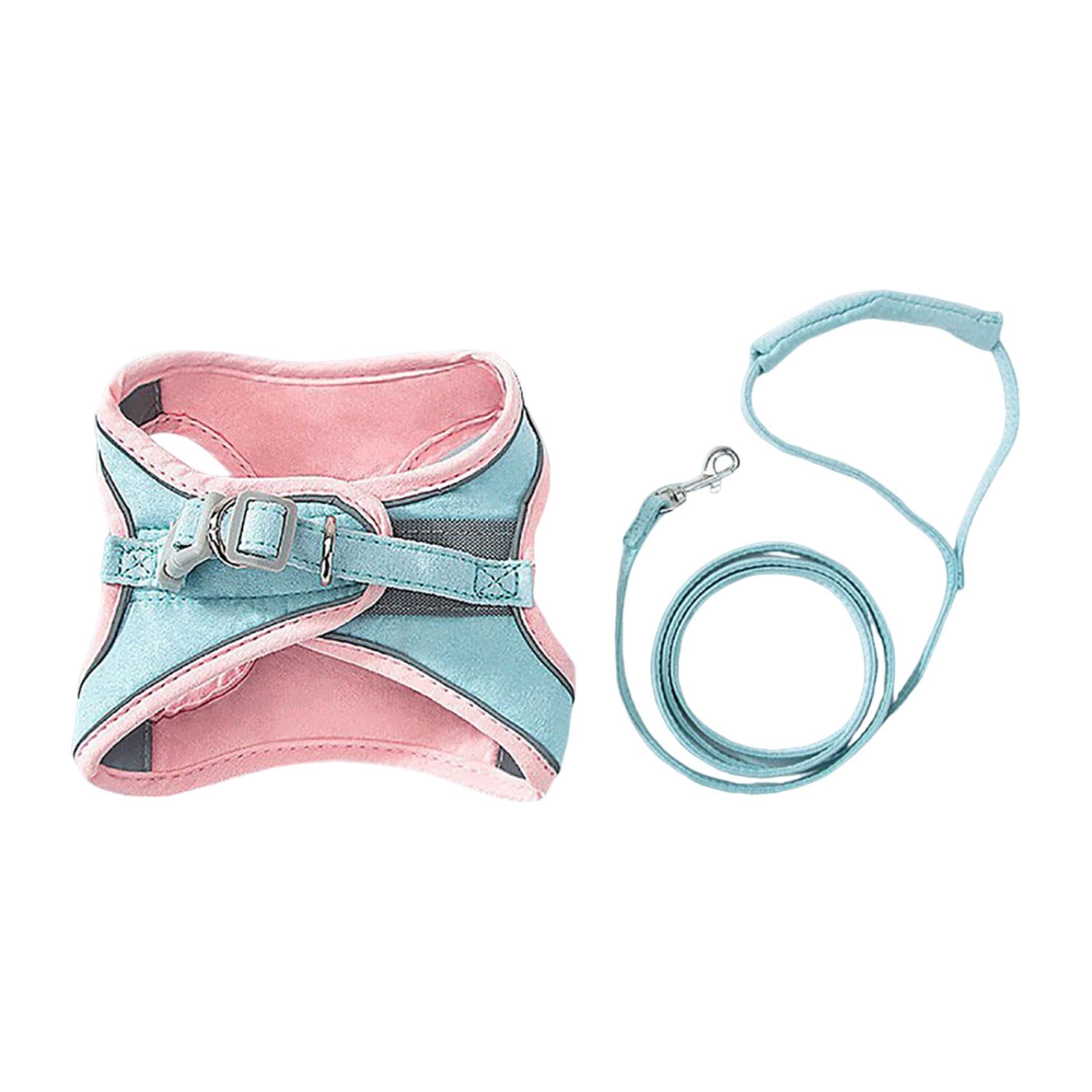 Escape Proof Cat Harness and Lead Set, Adjustable Reflective Cat Harness, Soft Breathable Mesh Vest Style Cats leash for Walking, Easy Wear Kitten Harness for Large Medium Small Cats (Pink, XL)