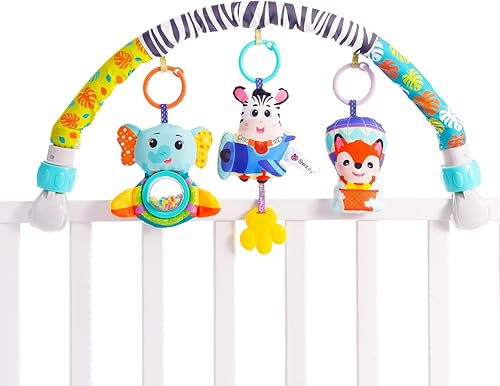 Koty Juguete de arco de cochecito de bebé, juguetes de asiento de automóvil para bebés de 0 a 6 meses, juguete de arco de actividad con accesorios