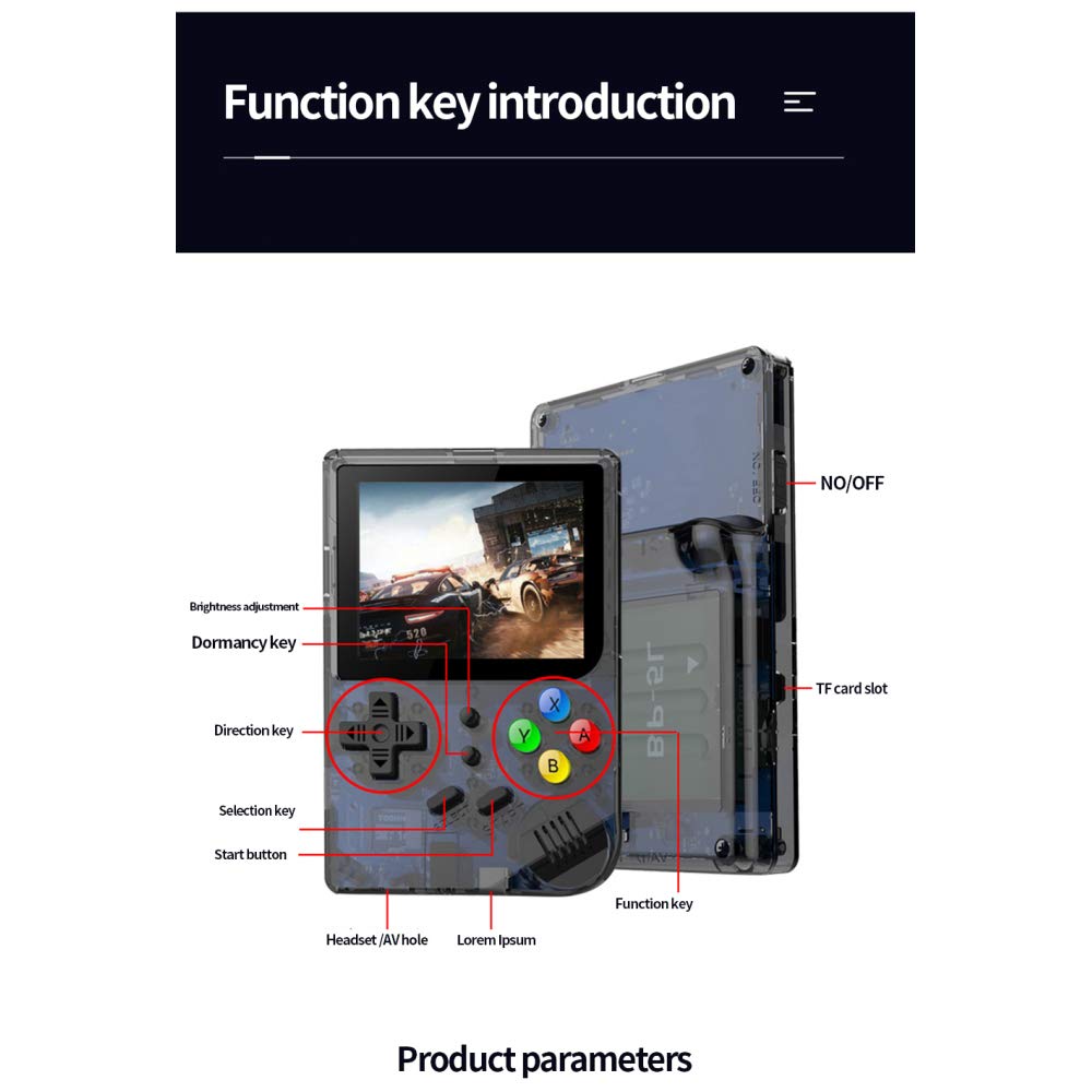 Emulatore Console di Gioco Portatile palmare retrò con Schermo IPS da 2,8 Pollici Console di Gioco Integrata 169 con Supporto TF Ex Card