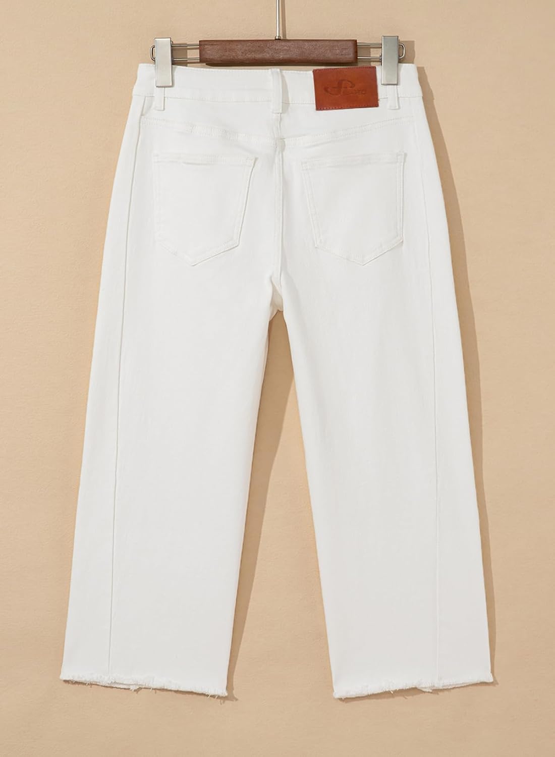 Sidefeel Women's Capri Jeans High Waisted Wide Leg Stretchy Raw Hem Side Seam Zimbaplatinum Denim Pants - Image 5