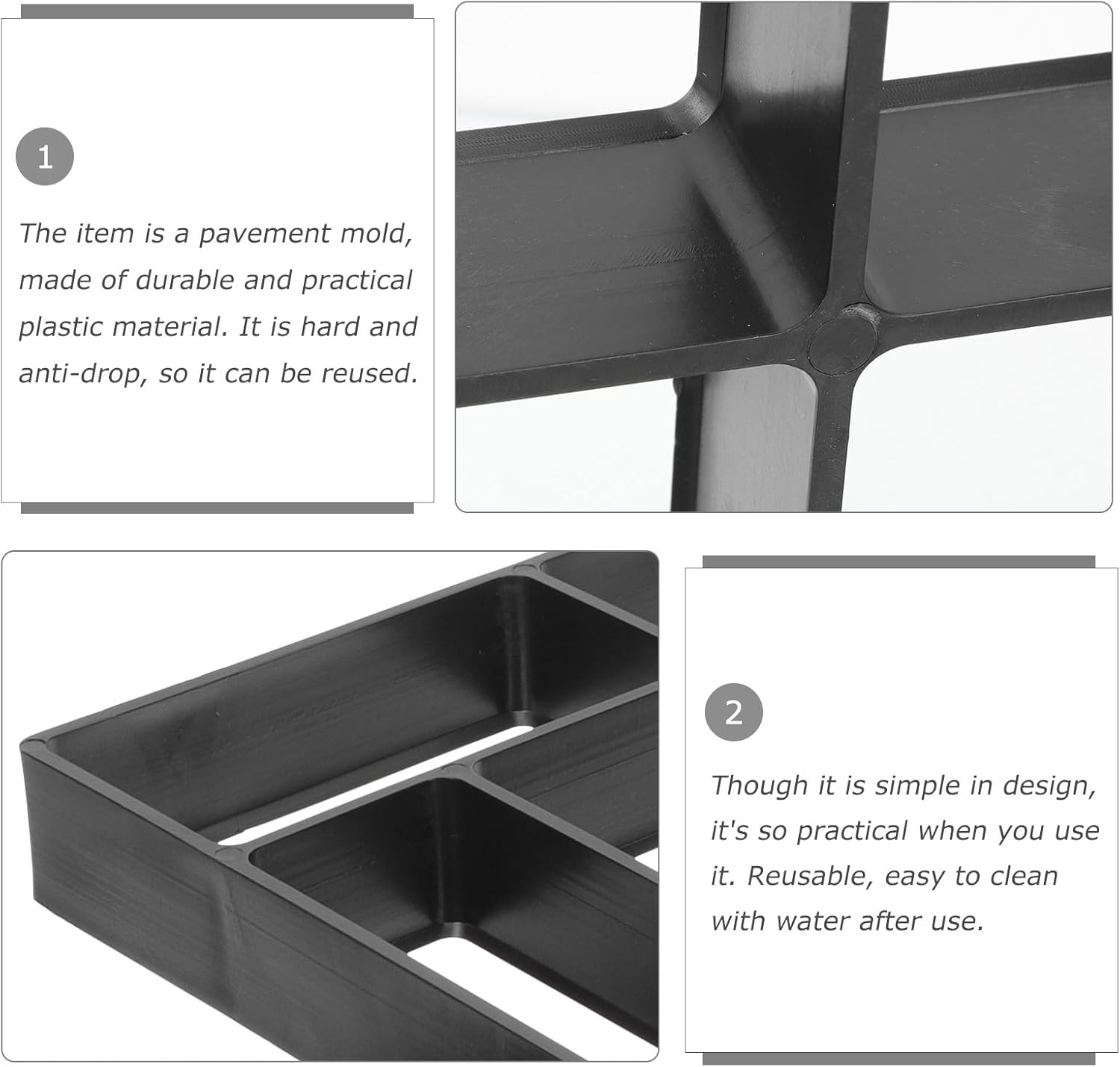 Garneck Concrete Molds Forms Lawn Manually Concrete Maker Walkway Way Black Cement Patio Plastic Mould and for Paver Walk Die Outdoor Molding Reusable DIY Moulds Paving Stepping Stones Outdoor