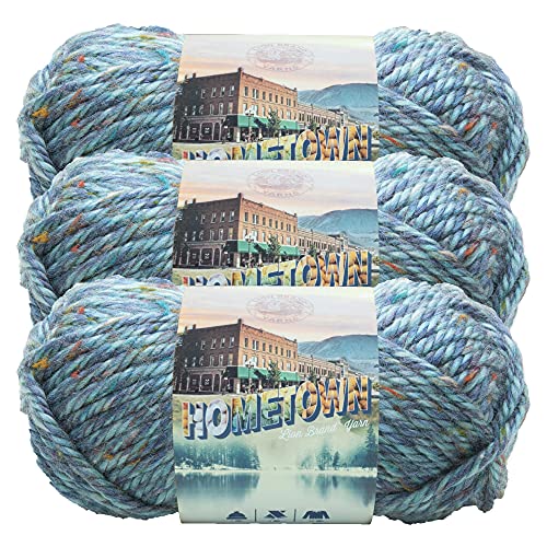 Image of Lion Brand Yarn Hometown Yarn, Super-Bulky Yarn for Knitting, Crocheting, and Crafting, 3 Pack, Key Largo Tweed | Super Bulky Acrylic Fiber for Warm Crochet Blankets, Knit Winter Hats, Chunky Cardigans, Soft Scarves, Weaving
