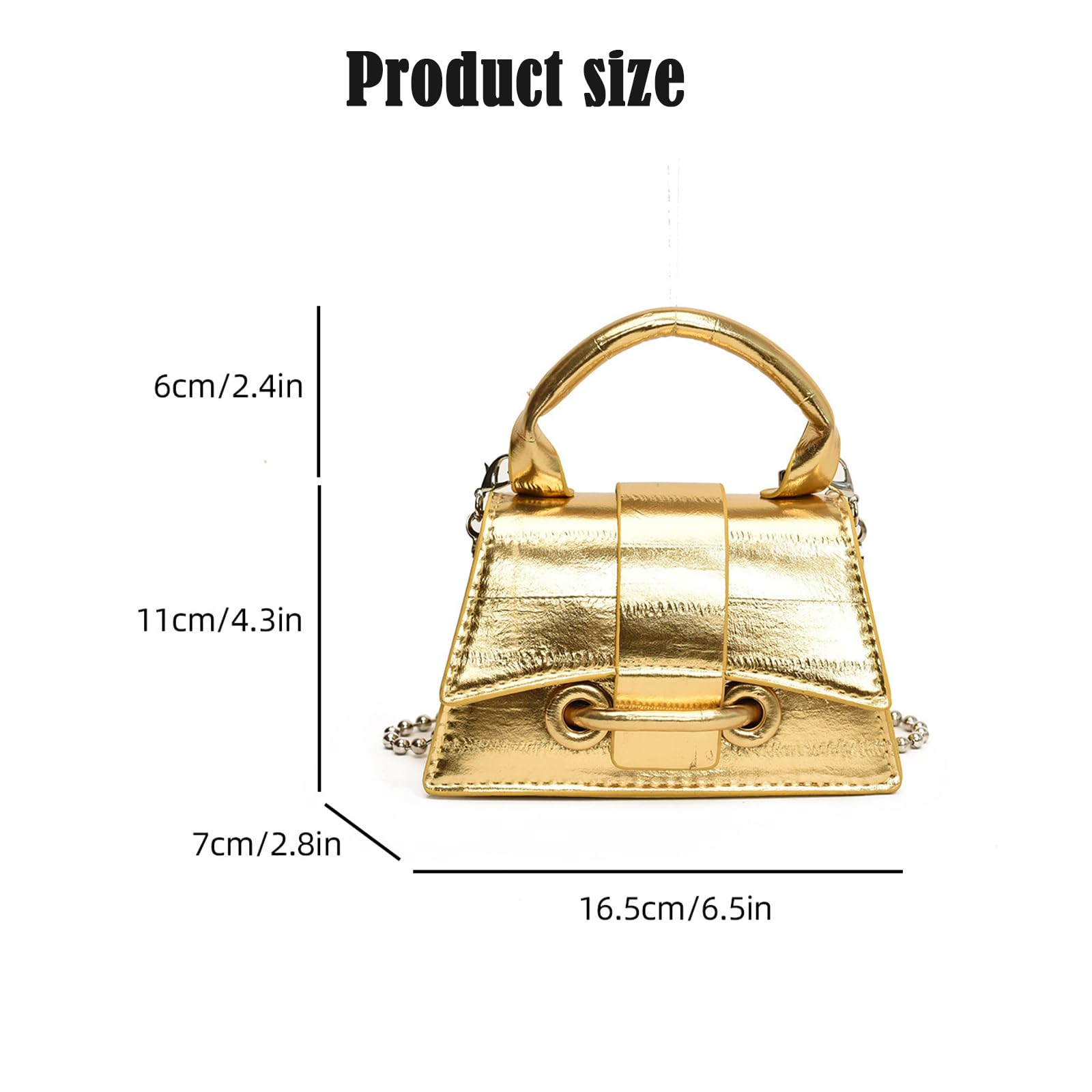 MYSNKU Y2K Top Handle Bag for Women, Stylish Mini Purses Crossbody Shoulder Bags, Clutch for Cocktail Party Prom (Gold)