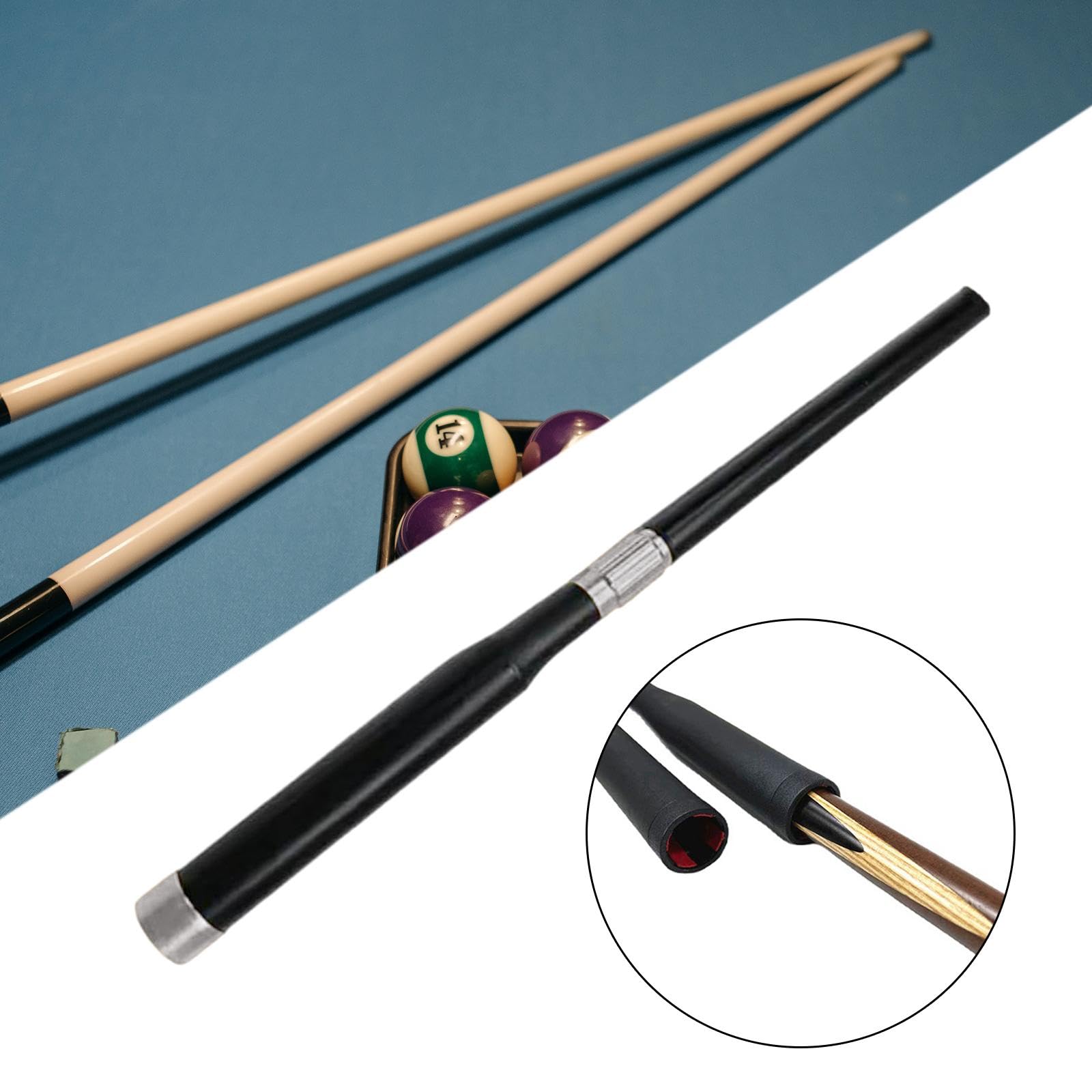 Pool Cue Extender con Estructura Telescópica Empuñadura Ergonómica Pieza de Repuesto para Palo de Pool Fácil de Usar Y Guardar Adecuado para Aficionad