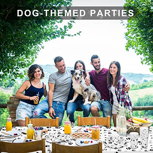Durony DY0401 159 Pieces Dog Paw Print Party Supplies Set Including 108 X 54 Inches Tablecloth 9 Oz Cups Plates And Napkins thumb #6