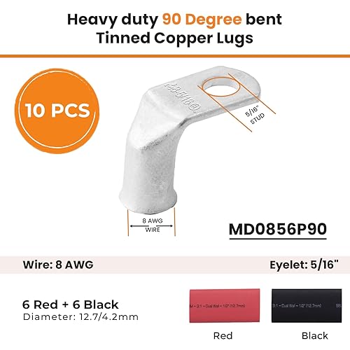 Miniatura 126 de SELTERM - Terminal en anillo de grado marino UL 2/0 AWG 3/8 pulgadas (25 uds) para batería, terminal tubular de cable eléctrico, conector calibre