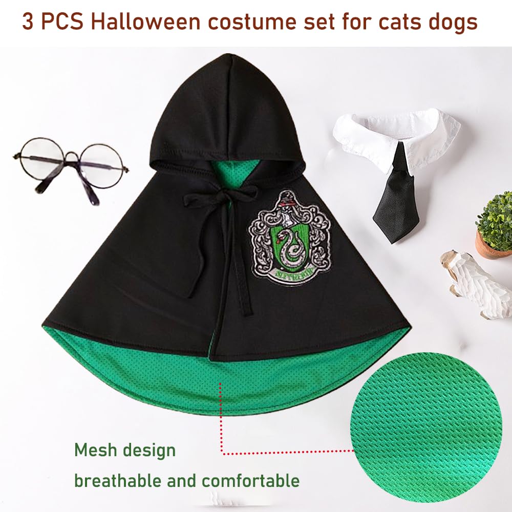ANIAC 3-teiliges Zauberer-Kostüm Für Hunde & Katzen - Halloween Cosplay Set