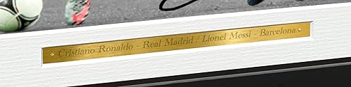 Miniatura 2 de Firmado 12x8 Fútbol Negro Cristiano Ronaldo Real Madrid Lional Messi Barcelona Autógrafo Fotografía Fotografía Fútbol Marco de fotos Regalo A4