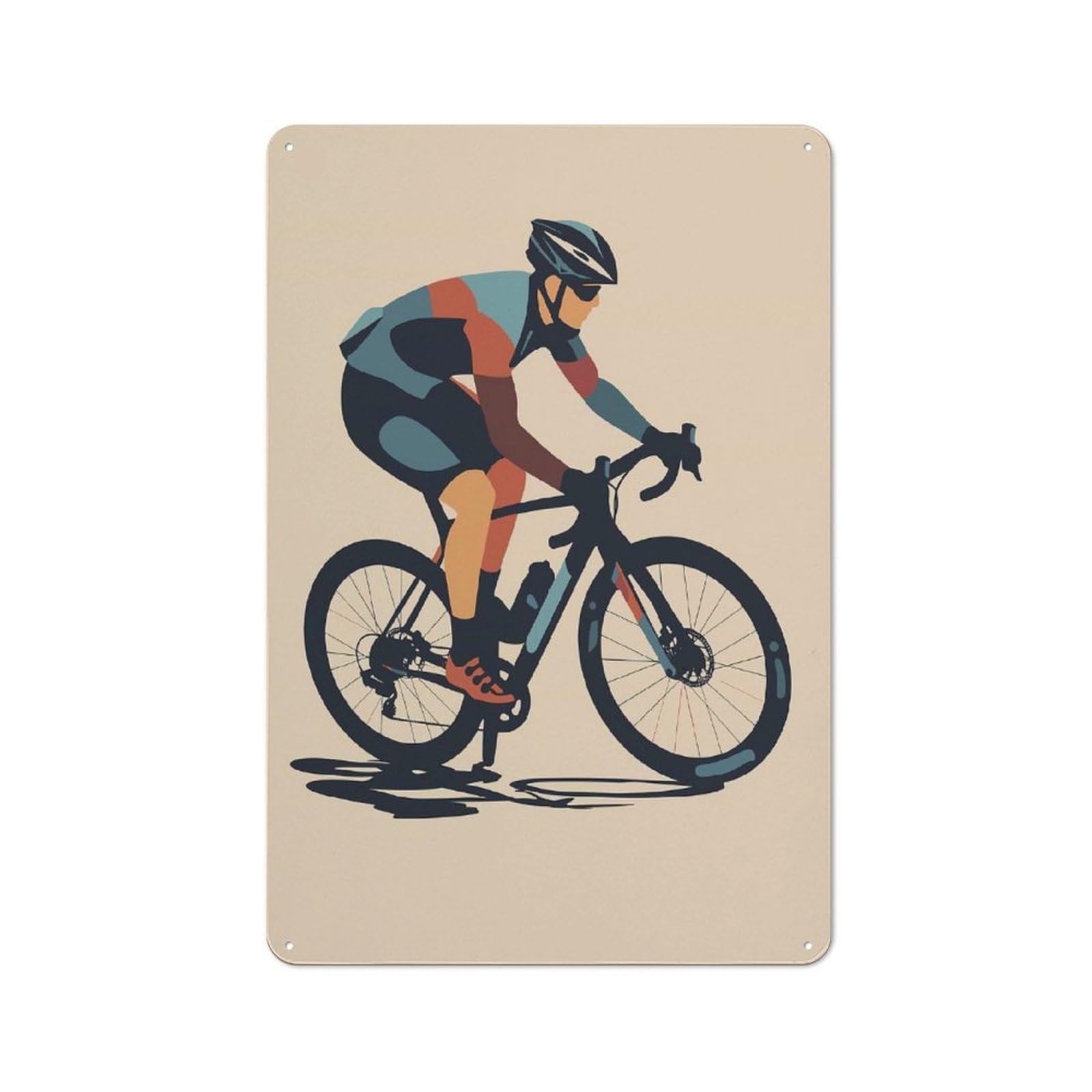 Junmoney Cyclist Bicycle Metal Wall Art Sign 30X20cm, Retro Vintage Wall Decor For Kitchen, Hallway, Bar Or Small Cafe