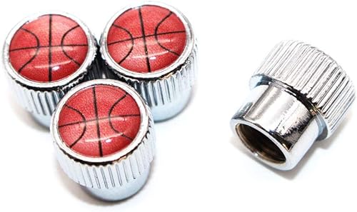 Miniatura 7 de BENBW - Juego de 4 tapas de válvula de neumático de coche estilo baloncesto de aleación de zinc