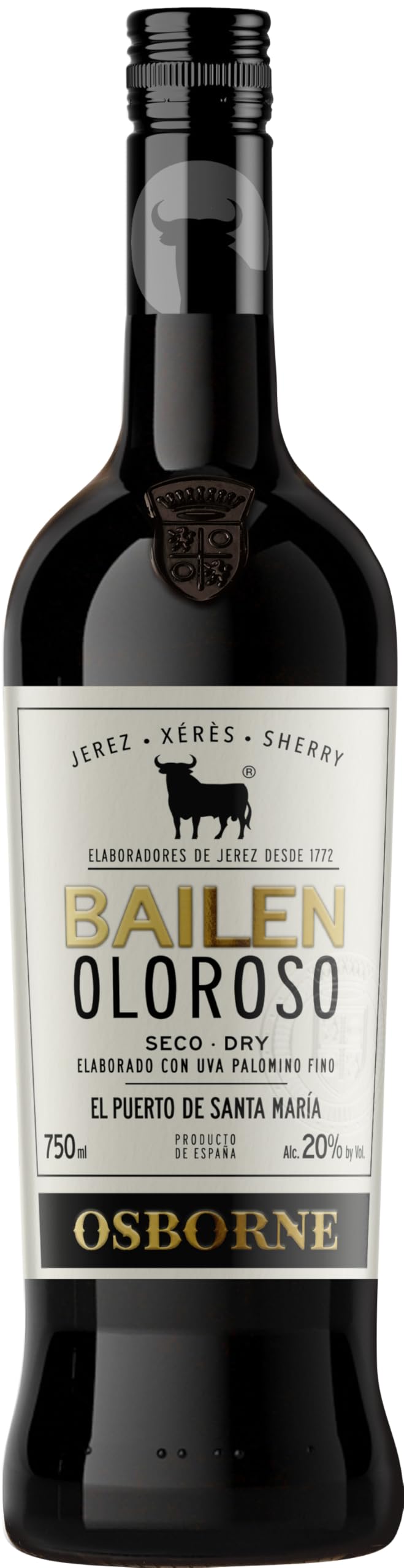 Osborne Sherry Bailén Oloroso – Hochwertiger, trockener Sherry, hergestellt nach dem Solera-Verfahren aus Andalusien in Spanien mit 20% vol. (1 x 0,75l)