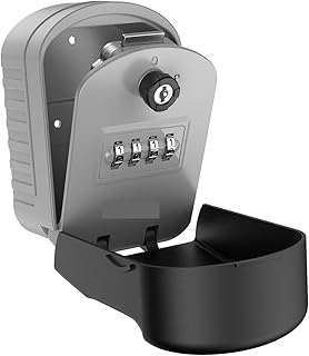 Safe Box ORIA 4 Digit Combination Key Storage Lock Box Key Bag Lock Box Wall Mounted Key Safe Storage Weatherproof Box for Home Outdoor