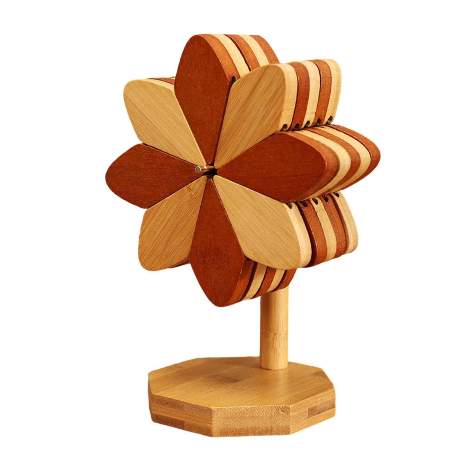 PANGBOER Wooden Trivet Set Countertop Protectors Natural Wood Pinwheel Shape Placemat for Hot Dishes Pots Pans Natural Wood Pots Holders
