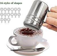Vista 5 de SENHAI - Mezclador de azúcar en polvo con asa, 2 unidades de acero inoxidable para azúcar, pimienta, canela, harina en polvo con moldes