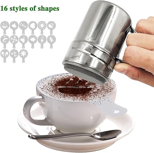 Miniatura 5 de SENHAI - Mezclador de azúcar en polvo con asa, 2 unidades de acero inoxidable para azúcar, pimienta, canela, harina en polvo con moldes de