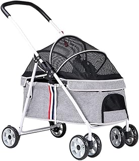 Carrinho de bebê para cães pequenos para gatos/cães Carrinho de cachorro para animais de estimação Carrinho de bebê com entrada sem zíper Carrinhos de bebê com toldo ajustável Carrinhos de cachorro para cães pequenos (cinza a)