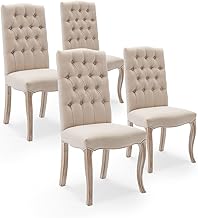 INTENSE DECO Lot de 4 chaises capitonnées Jade Tissu Beige