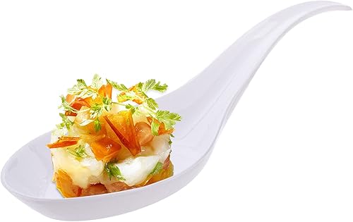 Kingrol 200 cucharas de plástico para aperitivos, cucharas de degustación desechables para postres, aperitivos, sopas, sushi, salsas para sumergir,