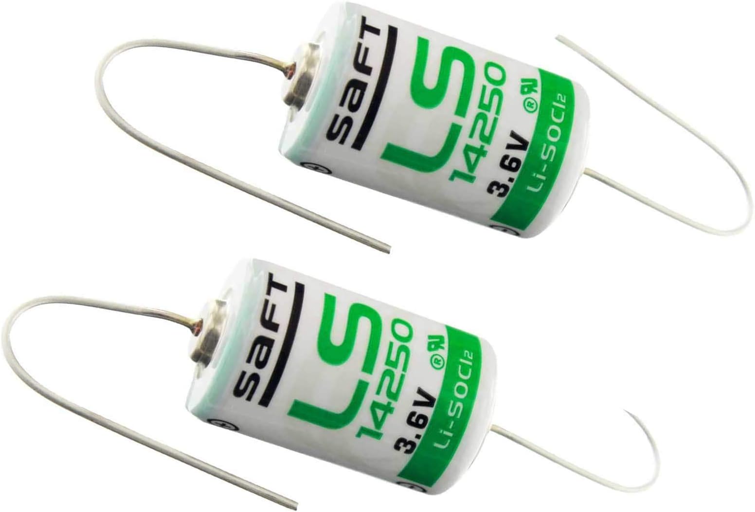 2x SAFT LS14250_AX 1/2AA 3.6V 1200mAh Lithium Battery for Emergency Backup, Data Collection, AMR Add-ons, Smoke Alarms, Carbon Monoxide Detectors, MFG PN: 700053 NSN: 6135-01-669-4691