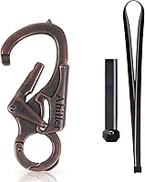 Vista 1 de Ahiller Mosquetón Llavero con Clip, Diseño de Doble Cierre - Punta de Acero Tungsteno, Herramientas Multifuncionales para Acampar, Senderismo