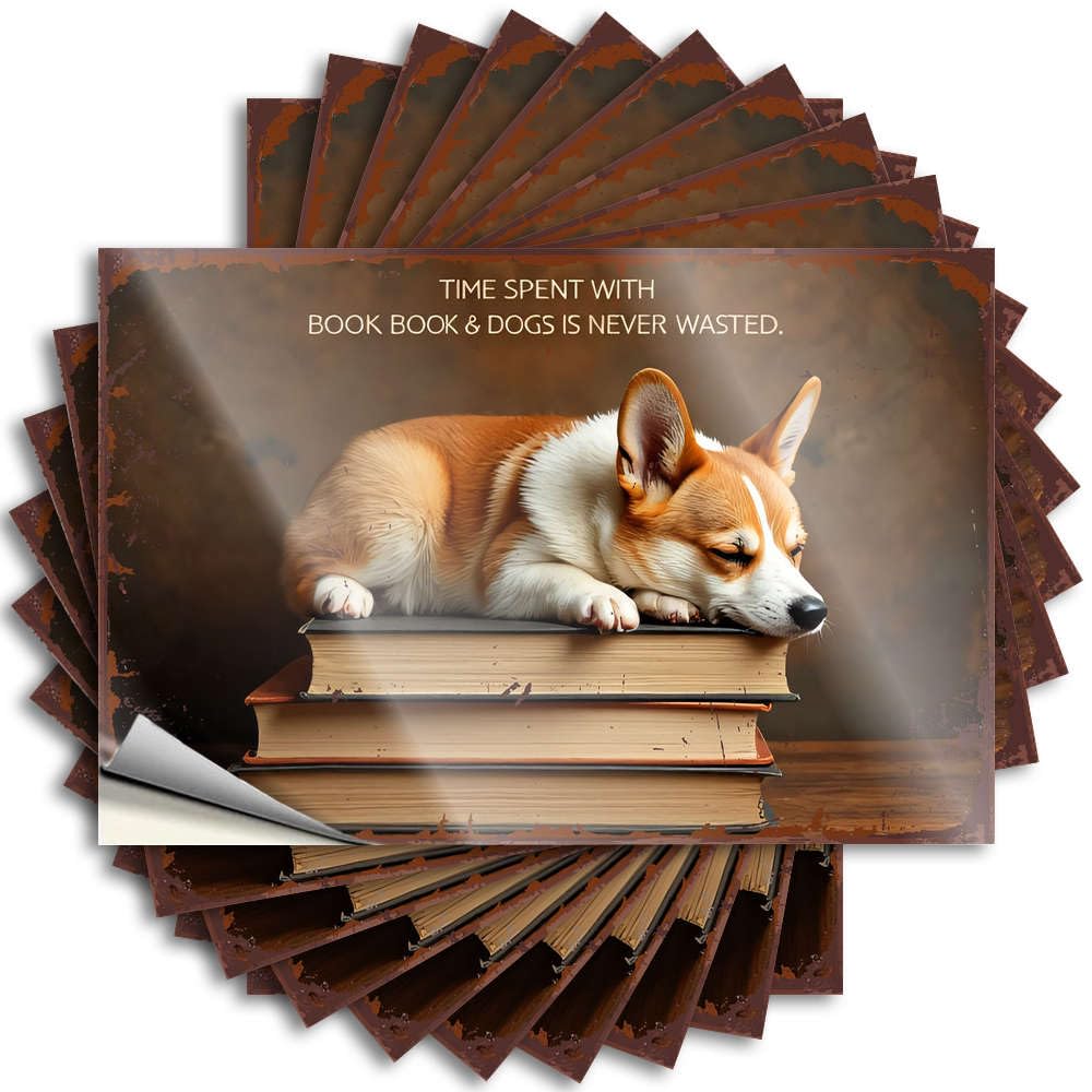 Lake, Funny Sticker Funny Case Quote Stickers, Vintage No Residue Decals for Luggage | Billiard Party Favor Custom Time Spent with Books and Dogs is Never Wasted(8X12CM)