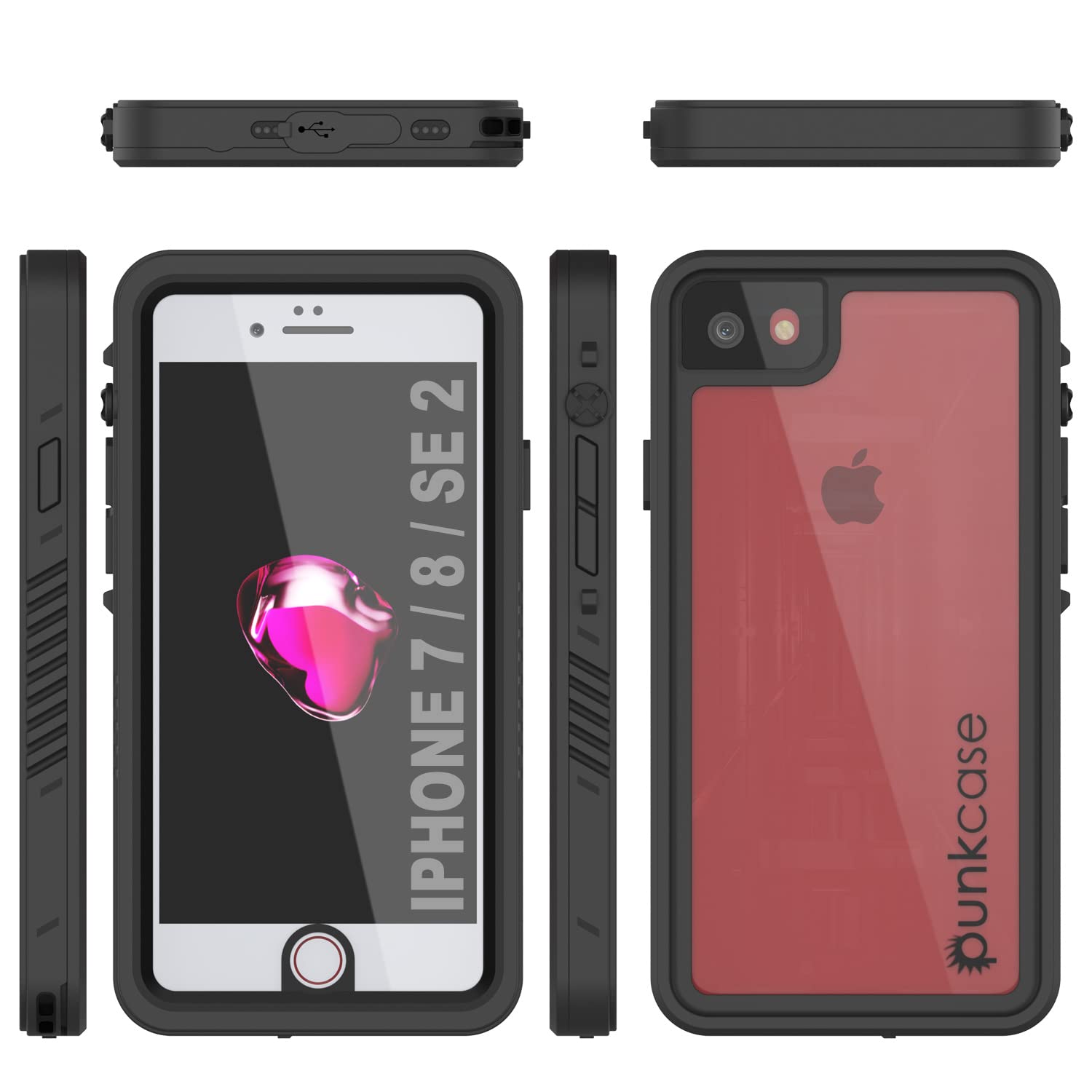 Punkcase Schutzhülle für iPhone SE 2020, wasserdicht, extreme Serie, schmale Passform, schneefest, mit integriertem Displayschutz für iPhone SE 2020 (4.7 Zoll) (2020) (2020) (schwarz)