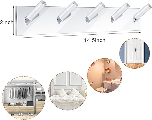 Miniatura 2 de 4 piezas de acrílico montado en la pared collares organizadores con 6 ganchos adhesivos transparentes para joyas colgantes para collares, pulseras,