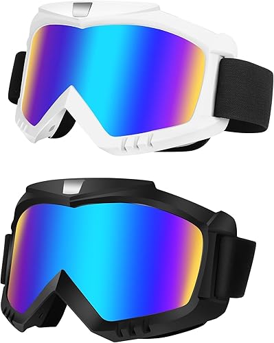 Gafas de moto de cross, 2 unidades, gafas de ATV, gafas de esquí, resistentes al viento, gafas de carreras