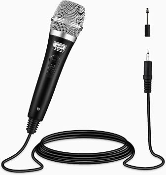 Moukey Dynamic Microphone with 13ft Cable Metal Handheld Heart Shaped Wired for Singing Stage Party Karaoke PA System Amplifier Mixer Silver