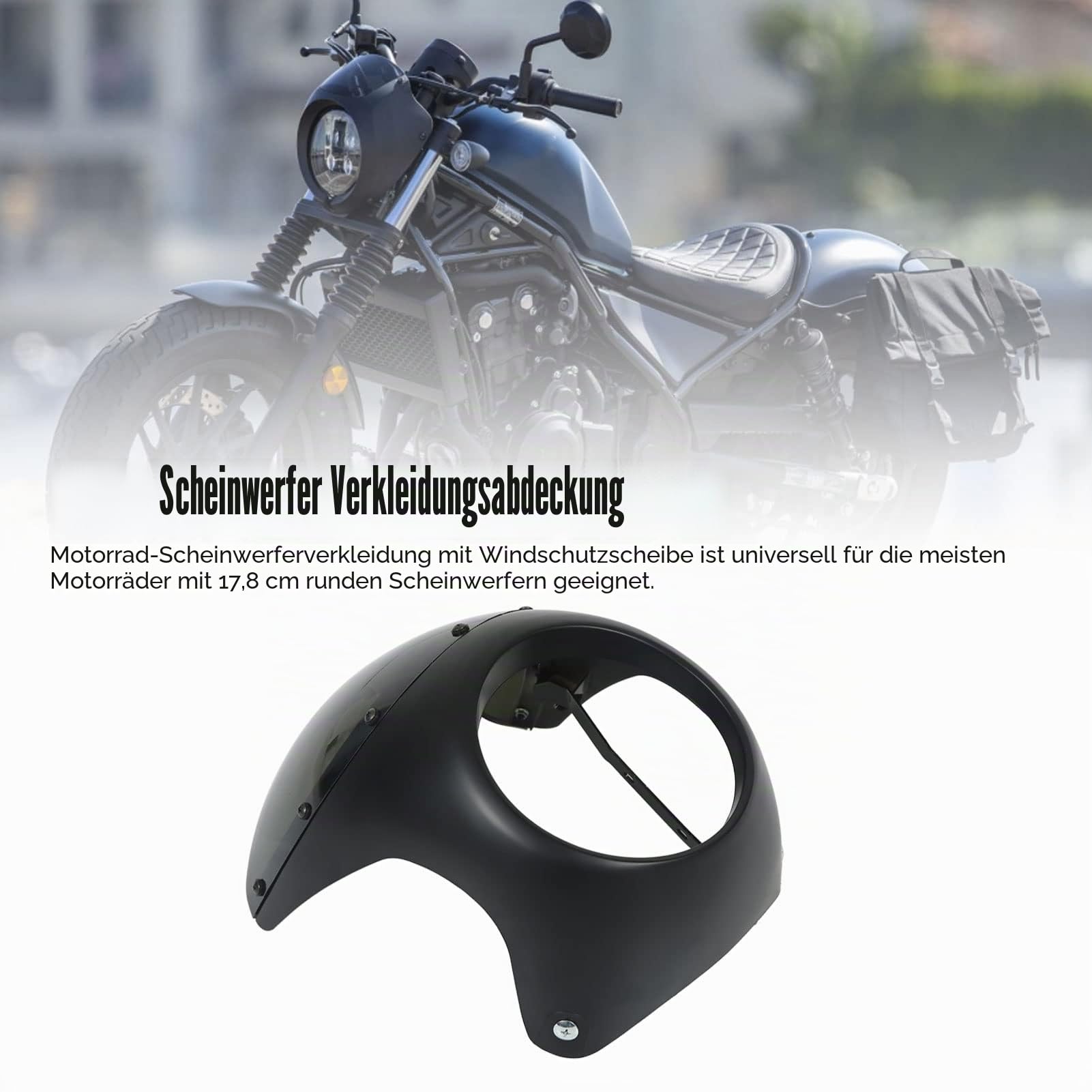 Keenso 17,8 cm (7 Zoll) Motorrad-Windschutzscheiben-Schutzkappe für die meisten Motorrad-Scheinwerfer, runder Kopf